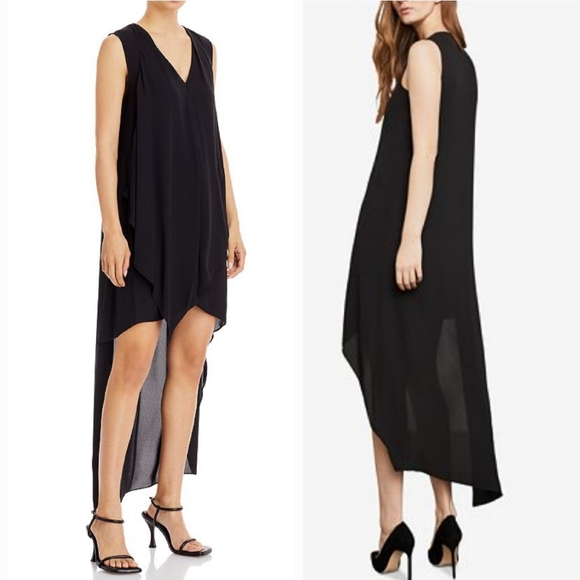 BCBGMaxAzria Black Tara‎ Cascade High/Low Dress Size Small - Picture 1 of 11